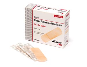 Bandage Adhesive Strip ProAdvantage 1 X 3 Inch Silicone Rectangle Sheer Sterile (100/BX 12BX/CS) by Pro Advantage  ID P150135
